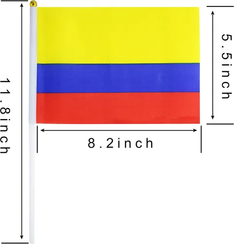 Miniatura 3 de Paquete de 25 banderas de mano pequeñas de Colombia Colombiana Colombia, banderas nacionales de campo, suministros de decoración de fiesta
