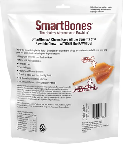 Miniatura 2 de SmartBones Sin colores artificiales ni conservantes masticables de costillas y alas, dale a tu perro un divertido masticable de triple sabor