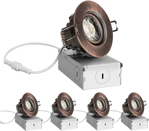 Miniatura 9 de ZYC Iluminación LED empotrable pequeña de 2 pulgadas, paquete de 6 unidades, cardán empotrado negro sin lata, foco giratorio limitado, regulable, 5
