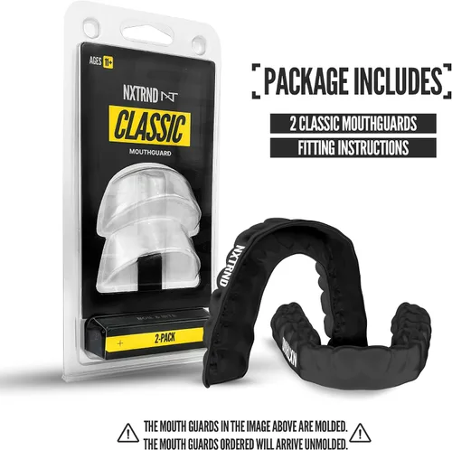 Miniatura 4 de Paquete de 2 protectores bucales clásicos Nxtrnd, boquilla deportiva de ajuste personalizado para fútbol americano, boxeo, MMA, baloncesto, hockey