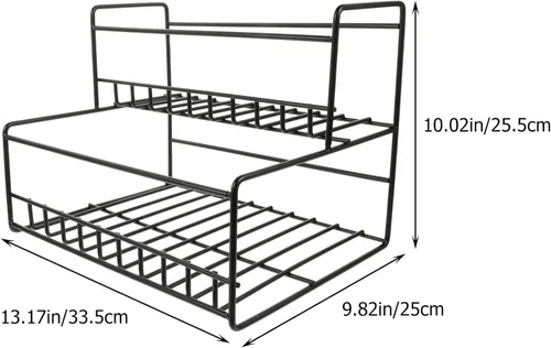 Miniatura 6 de Cabilock Estante para jarabe de hierro de 2 niveles, almacenamiento de especias, organizador de despensa de cocina, encimera, fácil de limpiar