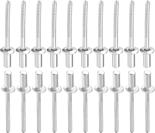 Miniatura 8 de DTGN Remaches ciegos de 0.126 in x 0.512 in (DxL) - Paquete de 100 - Bueno para unión de maquinaria - Remache de extremo cerrado de cúpula de acero