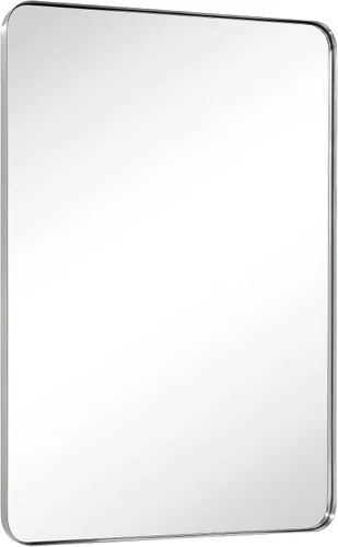 Miniatura 9 de GRACTO Espejo de baño con marco de metal de acero inoxidable de níquel cepillado de 20 x 30 pulgadas para montar en la pared, espejo rectangular