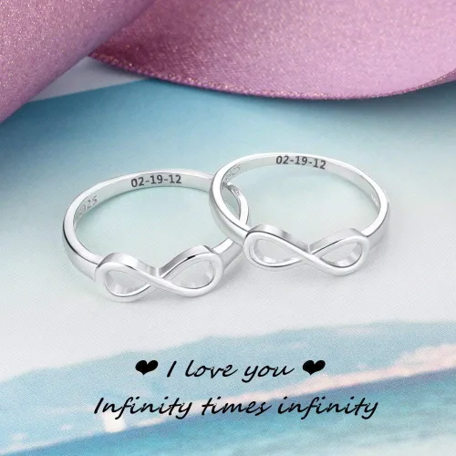 Miniatura 3 de Lam Hub Fong Anillos de infinito para mejores amigos, anillos de plata de ley personalizados con nombre para mujeres, anillos de amistad a juego