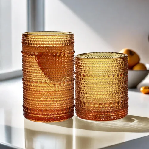 Miniatura 7 de Juego de Vasos de Beber Vintage Hobnail, Juego de Cristalería de 8 Vasos, Vasos Highball de 12 oz y 10 oz, Vaso Tumbler para Cócteles, Whisky, Jugo