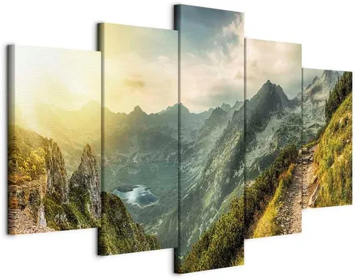 artgeist Lienzo acústico para pared, diseño de montañas de la naturaleza, 40 x 20 pulgadas, 5 piezas con impresión de sonido de espuma acústica,