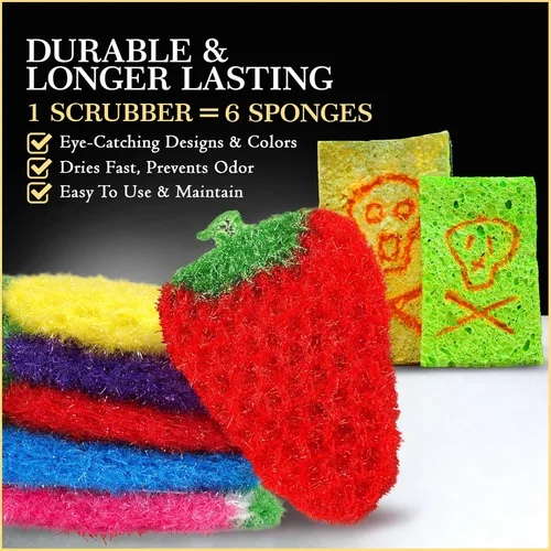 Miniatura 6 de Dish Scrubbie Limpiador de platos antiarañazos, de larga duración y sin olor, seguro en antiadherente, hierro fundido, vidrio y otras superficies