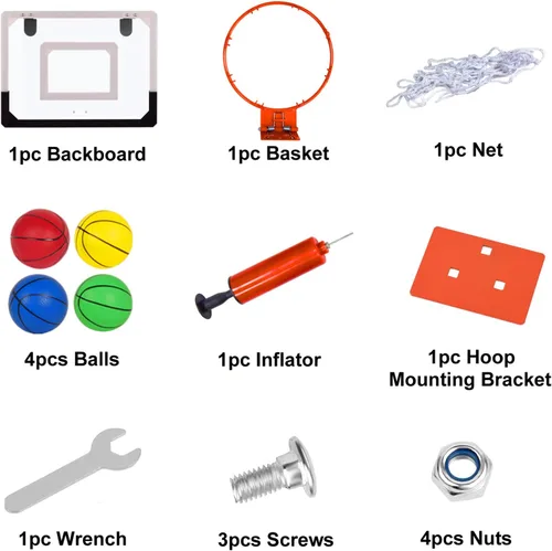 Miniatura 7 de NI-ROU Mini aro de baloncesto para interiores para niños, mini aro de baloncesto con marcador electrónico y 2 bolas, aro de baloncesto sobre