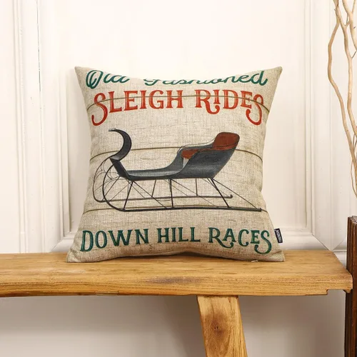 Miniatura 2 de TRENDIN Funda de almohada de Navidad de 18 x 18 pulgadas para sofá, casa de campo, decoración de invierno, funda de cojín cuadrada de lino
