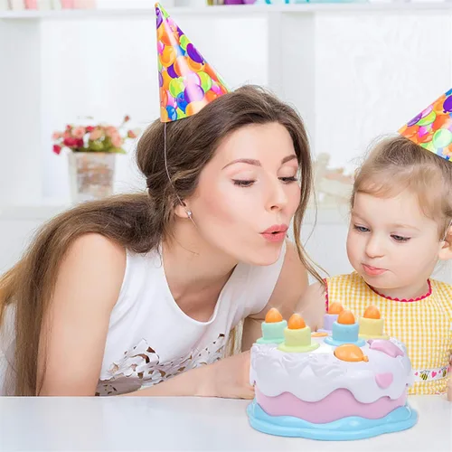 Miniatura 7 de Pastel de cumpleaños de primer año, juguetes de pastel con música que canta y velas que cuentan y sopla, juguetes para regalo de cumpleaños y Rosa