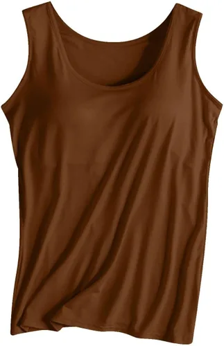 Miniatura 23 de Camiseta sin mangas con brasier integrado para mujer, sin mangas, correa ancha, ropa de dormir básica, para entrenamiento, yoga, camisola acolchada