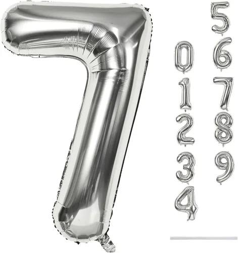 Miniatura 32 de Globo dorado champán con el número 5, globos de aluminio autoinflables grandes de 40 pulgadas del 0 al 9, globo de helio digital 5 dorado claro