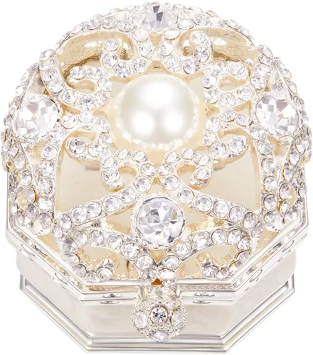 Caja de doble anillo para ceremonia de boda, pequeña caja de anillo de compromiso para propuesta, caja de portador de anillos vintage, caja de