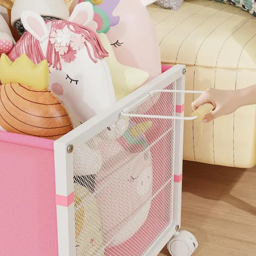 Miniatura 7 de JBBTOOL Caja de juguetes grande, organizador de almacenamiento de juguetes para niños, baúl de juguetes para niños pequeños con ruedas de 360°, caja