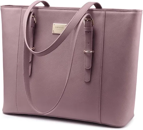 Miniatura 8 de Bolsa para laptop para mujer, bolso grande de oficina, maletín para hasta 15.6 pulgadas (versión actualizada), color marrón