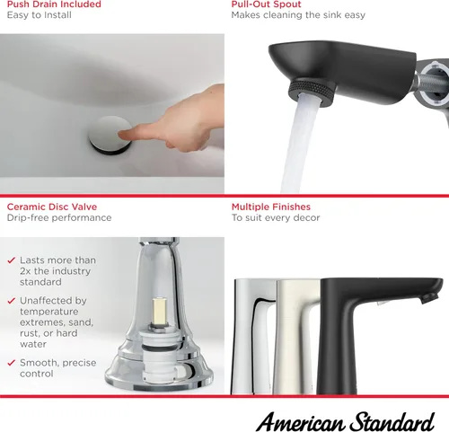 Miniatura 3 de American Standard 7061121.243 Aspirations - Grifo de baño extraíble, 1.2 GPM, negro mate Mate negro