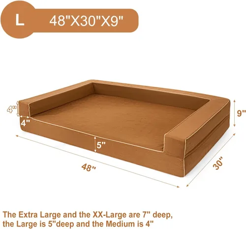Miniatura 2 de Cama ortopédica grande para perros – Cama para mascotas de espuma viscoelástica sólida de 5 pulgadas para alivio de la artritis y displasia de Mocca