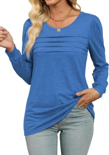 Miniatura 2 de JomeDesign Camisetas casuales de manga larga con cuello redondo para mujer