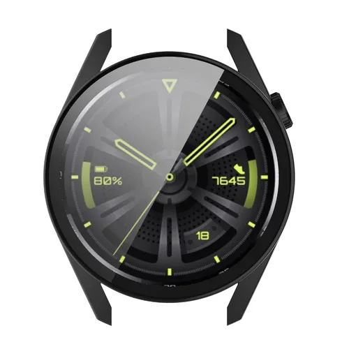 Miniatura 5 de AISPORTS Paquete de 2 fundas protectoras compatibles con Huawei Watch GT 3 de 1.811 in, carcasa rígida de policarbonato HD, película de vidrio negro