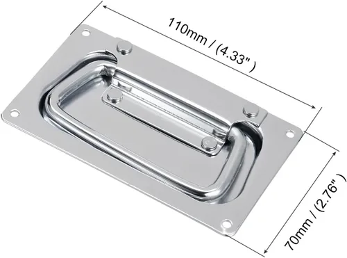 Miniatura 2 de METALLIXITY Mango empotrable con resorte (4.33 pulgadas), 1 unidad, mango rectangular de pintura en aerosol de hierro, para caja de herramientas