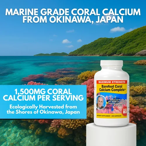 Miniatura 5 de 240 cápsulas de calcio coral de 1500 mg - Salud ósea - 72 minerales traza, calcio, magnesio y vitamina D3 - Desarrollado por Bob Barefoot