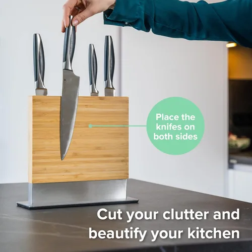 Miniatura 5 de Coninx Soporte magnético para cuchillos con soporte de exhibición, bloque magnético fuerte de doble cara para encimera de cocina, bloque organizador