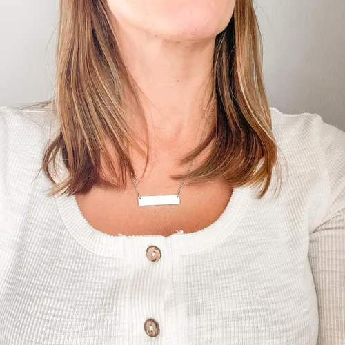 Miniatura 2 de SM Design Collar de barra de acero inoxidable con estampado de pata de perro y mamá de oro rosa 'x1.5' 18'+2' extensor cierre de langosta unisex