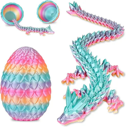Miniatura 16 de Huevos de dragón pequeños con dragón en el interior, regalos divertidos sorpresa impresos en 3D para niños, juguetes fidget articulados de dragón Oro