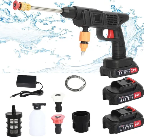Lavadora a presión inalámbrica, limpiador eléctrico portátil de 24 V, boquilla de 3.5 Mpa, motor de cobre, batería de 1500 mAh, kit de pulverización