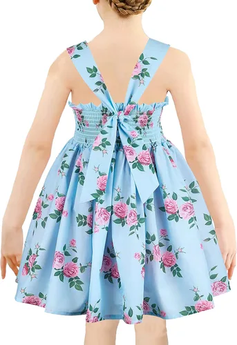 Miniatura 2 de Bcaur Vestido de otoño de algodón para niñas 2T-12, vestido de Pascua con estampado floral casual