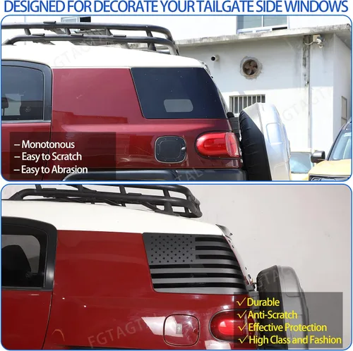 Miniatura 2 de Adhesivo compatible con Toyot@ FJ Cruiser 2007-2017 para ventana lateral de puerta trasera, bandera estadounidense, accesorios de calcomanías