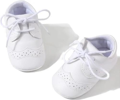 Miniatura 2 de Zapatos de bebé para niños y niñas, suela suave, antideslizante, de piel sintética, para bautizo, zapatos de bautizo, zapatos de cuna para recién
