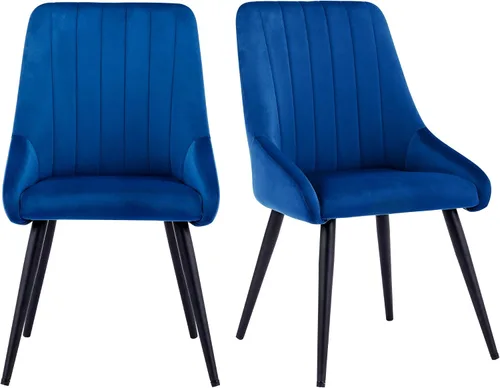 Miniatura 3 de DUHOME Juego de 2 sillas de comedor, sillas decorativas tapizadas sin brazos, silla de ocio con respaldo alto de mediados de siglo, silla de Azul