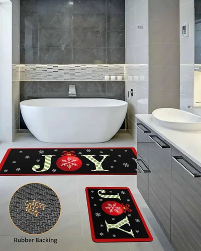 Miniatura 5 de Tapete de baño con copos de nieve para bañera, antideslizante, de secado rápido y absorbente, con tierra de diatomeas, para cocina, lavable