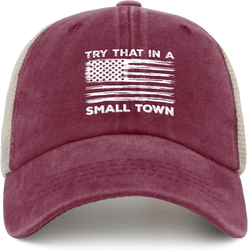 Miniatura 23 de Hat Try That in Small Towns Trucker Hat Men Funny Mesh Cap for Summer