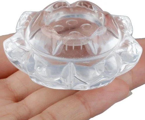 Miniatura 2 de rockcloud 2" Cristales curativos Rock Cuarzo Lotus Flower Crystal Ball Stand/Taper Candelabro Candelabro Transparente