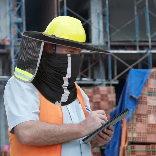 Miniatura 6 de SATINIOR 4 unidades de sombrero duro para sombrero de alta visibilidad, visera de sol y polaina para el cuello, bandana con tira reflectante, Negro