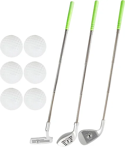 Juego de 9 palos de golf de plástico escalables para niños, incluye 3 palos de golf y 6 pelotas para niños pequeños, al aire libre, interior,