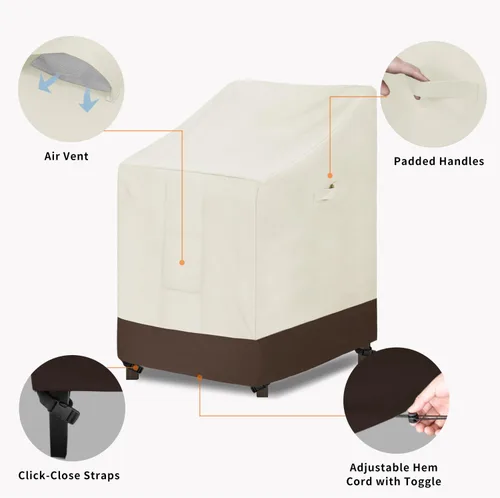 Miniatura 4 de Easy-Going Funda para Silla Apilable de Exterior Resistente, Funda para Silla de Patio Impermeable, Funda para Muebles de Exterior Resistente al