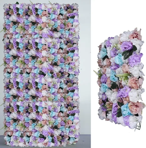 Miniatura 2 de DNYSYSJ Flower Wall - Tapete de pared de seda artificial de 23.62 x 15.75 x 0.79 pulgadas, diseño de hortensias blancas realistas, moradas, azules
