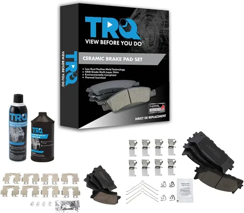 TRQ Kit de pastillas de freno de cerámica Posi delanteras y traseras con productos químicos compatibles con Toyota Lexus