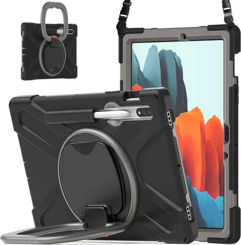 Miniatura 157 de 360 Rotation Case for Galaxy Tab ActivePro/Tab Active4 Pro/Active 5 Pro 10.1" Sturdy Cover Rotate Ring Stand Shoulder Carrying Strap Hand Strap