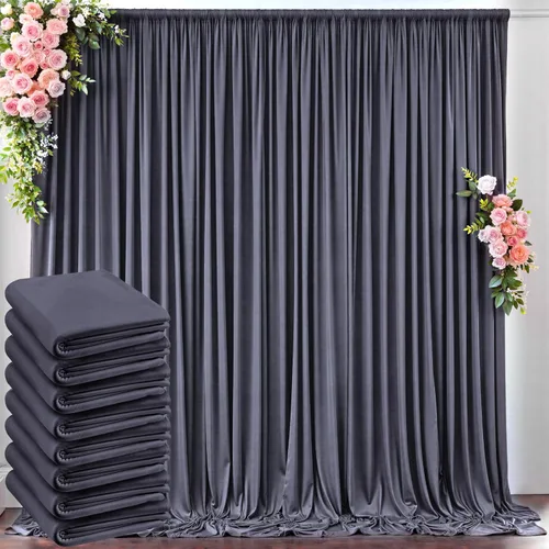 Miniatura 113 de Cortinas de telón de fondo blanco de 30 pies x 8 pies para fiestas de boda, 6 paneles de 5 pies x 8 pies, cortinas de fotografía de poliéster sin