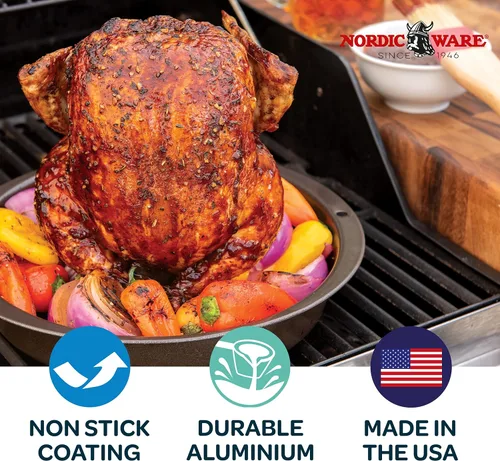 Miniatura 2 de Nordic Ware 365 - Bote de cerveza para interiores y exteriores, asador de pollo, 11 x 3 pulgadas, marrón