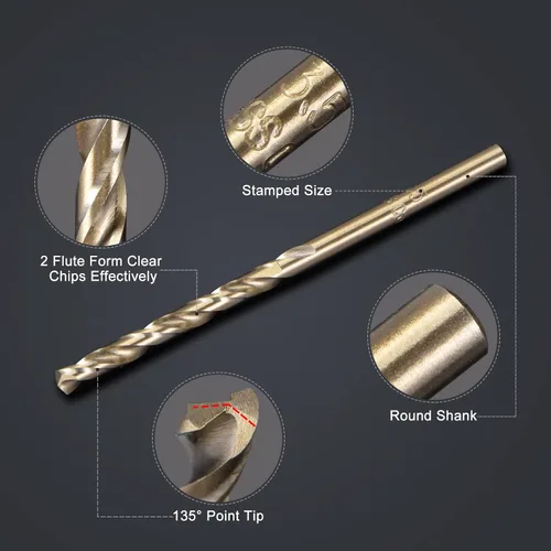 Miniatura 3 de uxcell 20 brocas de cobalto de 0.14 pulgadas/0.138 in de diámetro de perforación M35 brocas hexagonales para acero, aluminio, cobre, acero