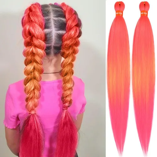 Miniatura 49 de Cabello trenzado preestirado ombré, extensiones de cabello trenzado sedoso, sin picazón, trenzas de cabello trenzado de ganchillo con textura Yaki