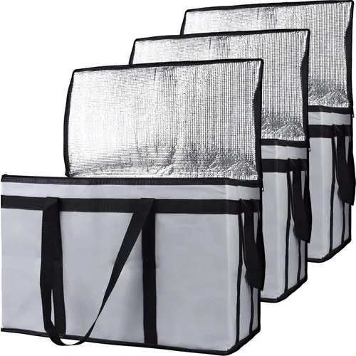 Miniatura 55 de Bodaon Paquete de 3 bolsas aisladas para entrega de alimentos para comidas calientes y frías, bolsas enfriadoras XXL, bolsa aislante para catering