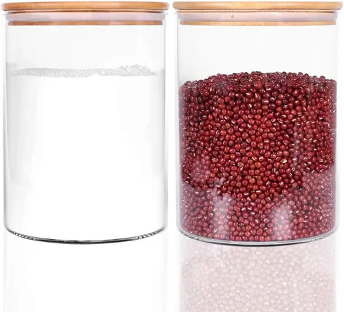 Miniatura 7 de Recipientes de almacenamiento de arroz de vidrio, tarros de comida de cocina de 60 onzas líquidas con tapa hermética, recipiente transparente