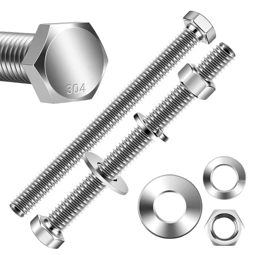 Miniatura 12 de Mellewell Pernos de cabeza hexagonal de 1/2-13 x 1-1/2 pulgadas con tuercas hexagonales y arandelas planas gruesas y de seguridad, totalmente