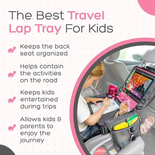 Miniatura 5 de BE Family Travel Kids - Bandeja de viaje para asiento de automóvil, accesorios de automóvil para niños, bandeja de aperitivos para asiento de Rosa